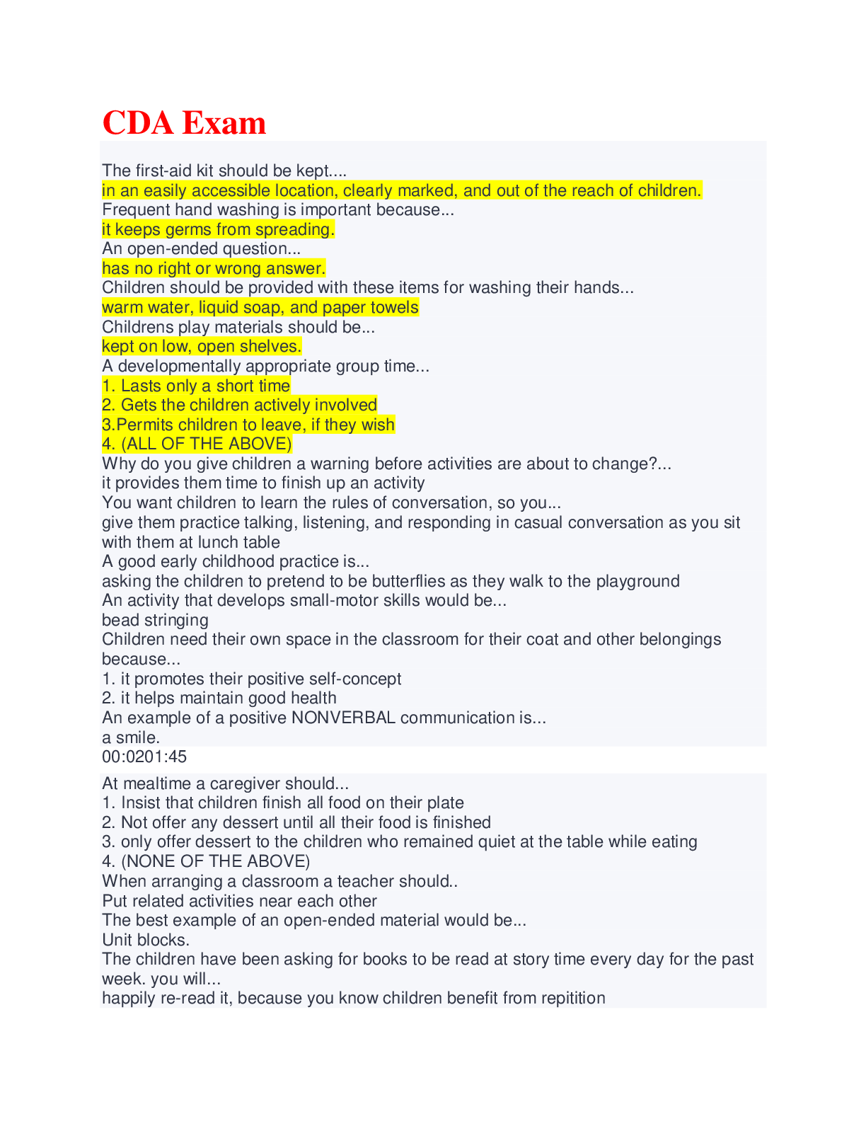 Preview image for CDA Exam Questions and Answers completed Solution